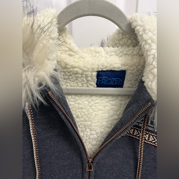 Disney Frozen Broadway Musical Kristoff Sherpa Fleece Gray Hoodie Jacket - Picture 2 of 4